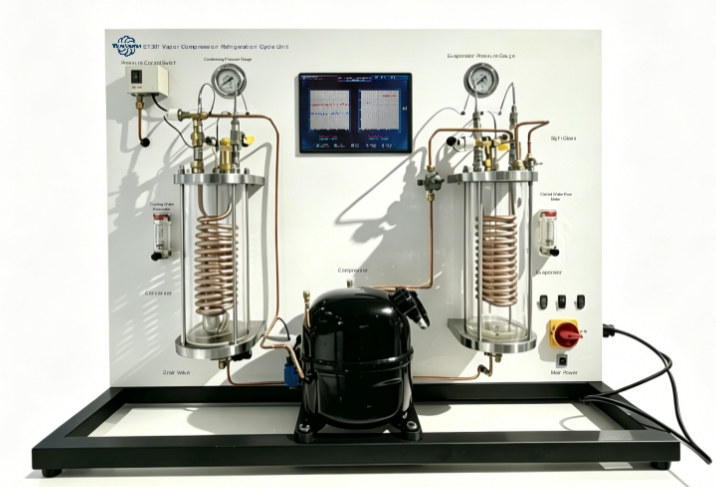 Aparato experimental del ciclo de refrigeración por compresión de vapor para laboratorios de enseñanza 