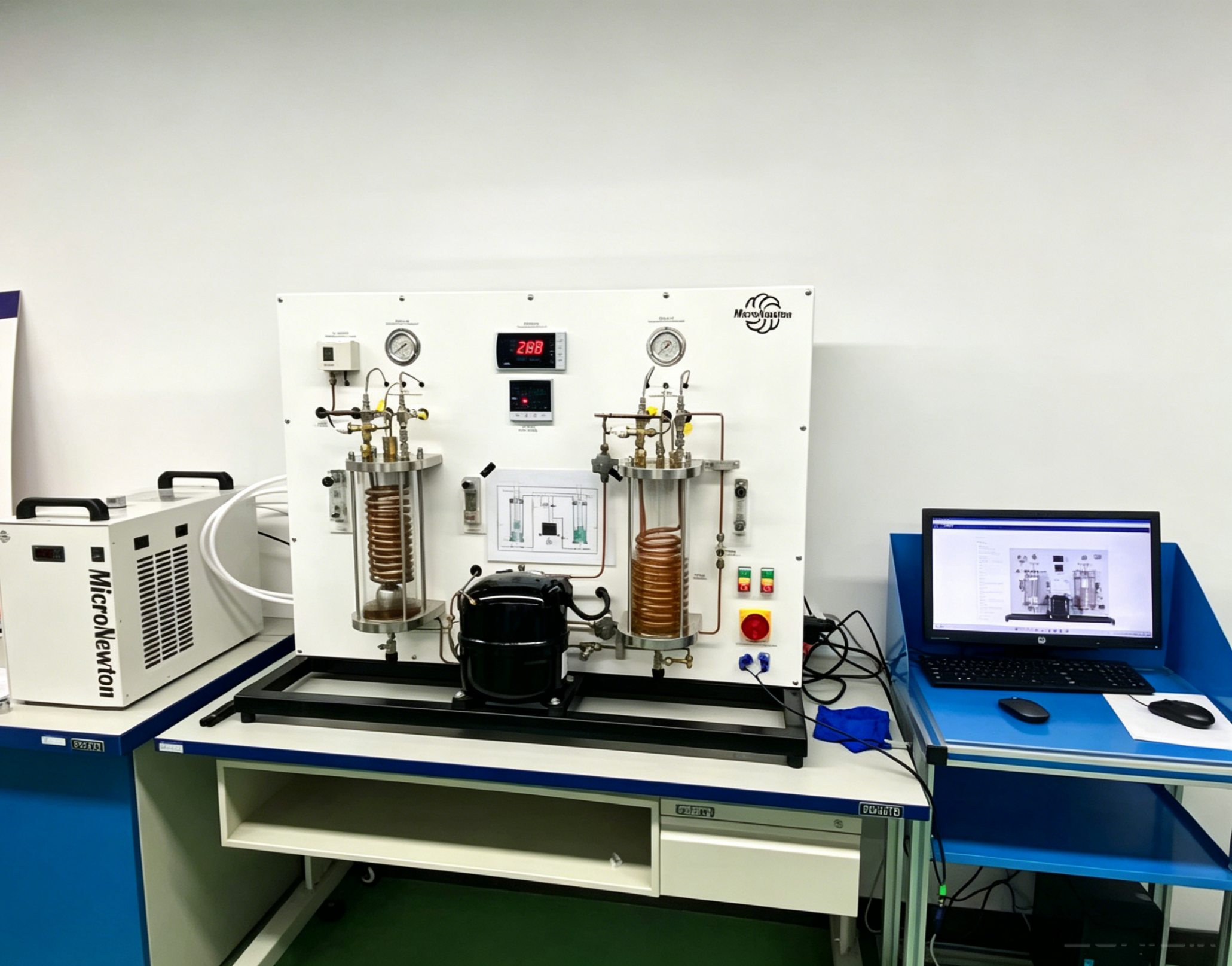 Aparato experimental del ciclo de refrigeración por compresión de vapor para laboratorios de enseñanza 