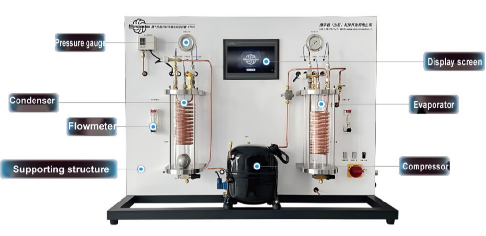Aparato experimental del ciclo de refrigeración por compresión de vapor para laboratorios de enseñanza 